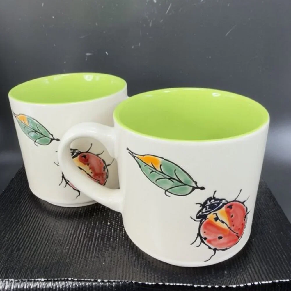 Spectrum Designz Ceramic Stoneware Ladybug Coffee Mug Cup Set Mugs Cups‎ Green